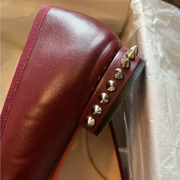 Christian Louboutin Women's Burgundy Ballet Flats - Picture 8 of 9
